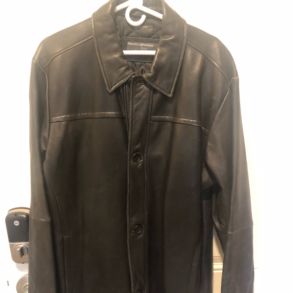 Black leather coat
